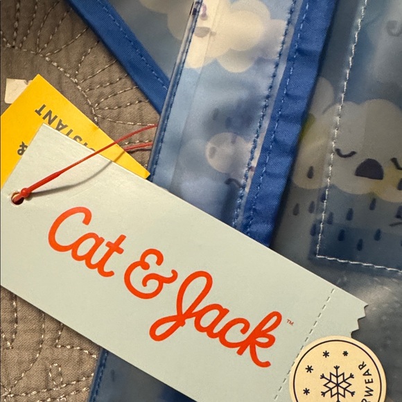 NWT SZ 12 Months Cat & Jack Blue Cloud Print Rain Jacket - Picture 6 of 6